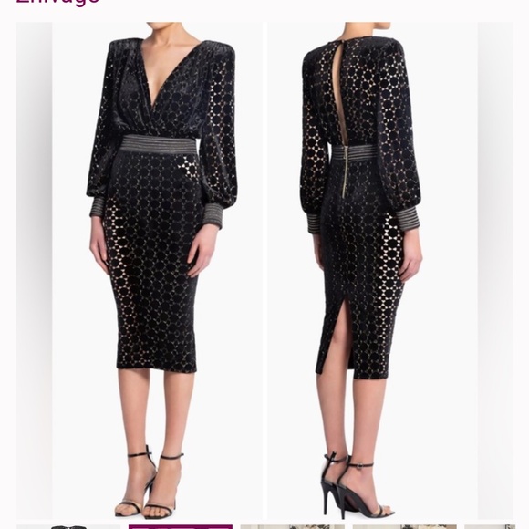 ZHIVAGO Level Laser-Cut Velvet Midi Dress - Picture 3 of 4